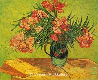 Still Life: Vase with Oleanders and Books by Vincent van Gogh