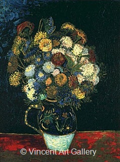 Still Life, Vase with Zinnias by Vincent van Gogh