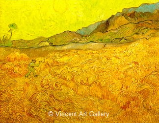 Wheat Fields with Reaper at Sunrise by Vincent van Gogh