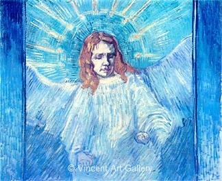 Half-Figure of an Angel (after Rembrandt) by Vincent van Gogh