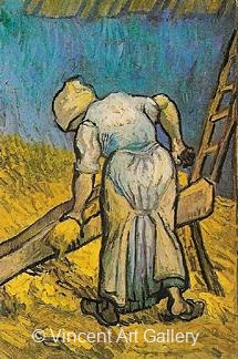 Peasant Woman Cutting Straw (after Millet) by Vincent van Gogh