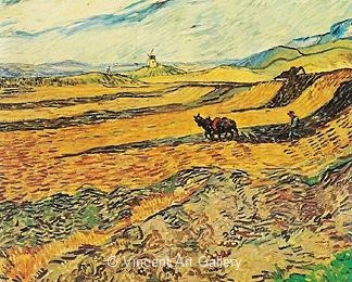 Field with Ploughman and Mill by Vincent van Gogh