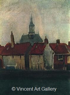 Cluster of Old Houses with the New Church in The Hague by Vincent van Gogh