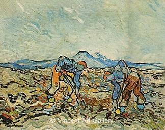 Peasants Lifting Potatoes by Vincent van Gogh
