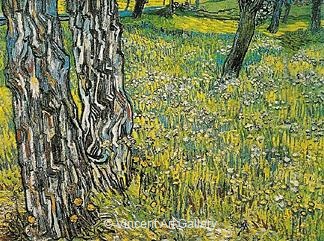 Pine Trees and Dandelions in the Garden of Saint-Paul Hospital by Vincent van Gogh