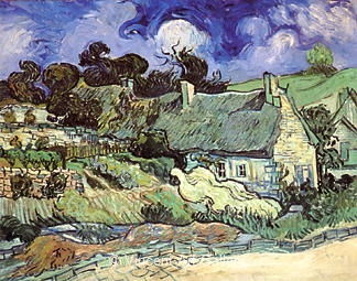 Thatched Cottages in Cordeville by Vincent van Gogh