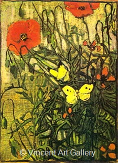 Poppies and Butterflies by Vincent van Gogh