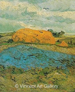 Haystacks under a Rainy Sky by Vincent van Gogh
