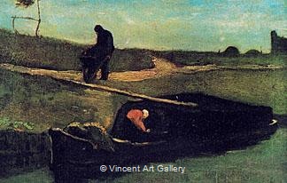 Peat Boat with Two Figures by Vincent van Gogh