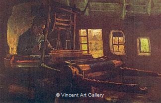 Weaver, Interior with Three Small Windows by Vincent van Gogh