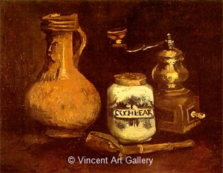 Still Life with Coffee Mill, Pipe Case and Jug by Vincent van Gogh