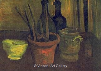 Still Life with Paintbrushes in a Pot by Vincent van Gogh