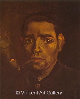 Head of a Young Peasant with Pipe by Vincent van Gogh