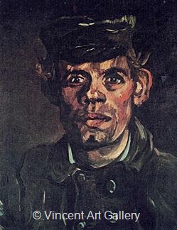 Head of a Young Peasant in a Peaked Cap by Vincent van Gogh