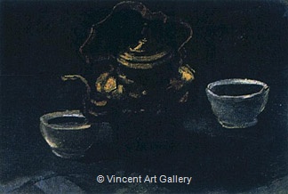Still Life with Copper Coffeepot and Two White Bowls by Vincent van Gogh