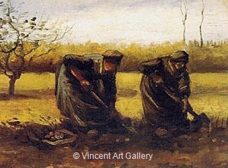 Two Peasant Women Digging Potatoes by Vincent van Gogh