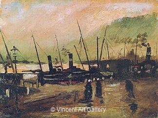Quay in Antwerp with Vessels by Vincent van Gogh
