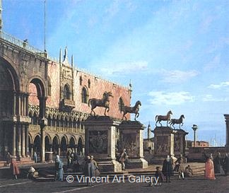 "Capriccio" with the four Horses from the Cathedral of San Marco by   Canaletto