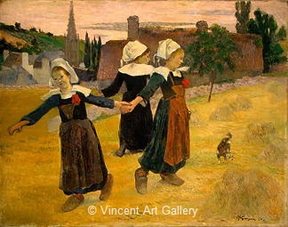 Breton Girls Dancing, Pont-Aven by Paul  Gauguin