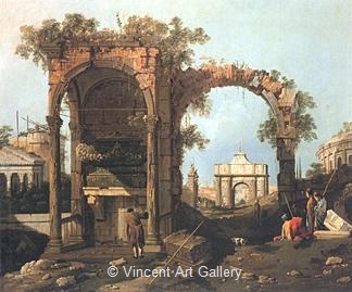Landscape with Ruins by   Canaletto