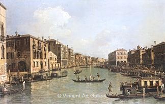 Grand Canal from the Campo Santo Sofia towards the Rialto Bridge by   Canaletto