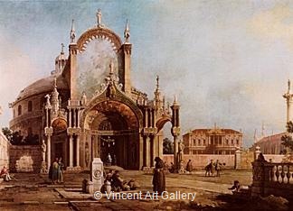Capriccio: A Round Church by Canaletto by   Canaletto