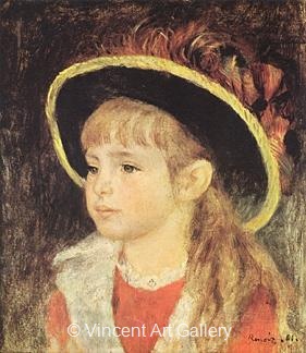 Girl with a Blue Hat by Pierre-Auguste  Renoir
