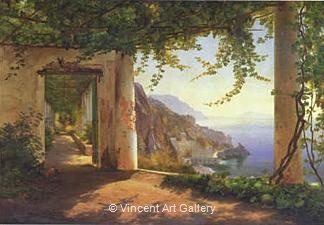 View to the Amalfi Coast by Carl Frederic  Aagaard