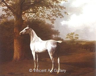 White Horse in Pasture by Jacques-Laurent  Agasse