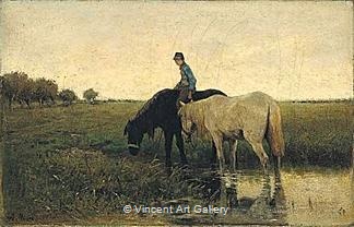 Watering Horses by Anton  Mauve
