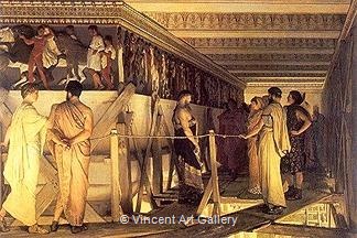 Phidias Showing the Frieze of the Parthenon to his Friends by Lawrence  Alma-Tadema