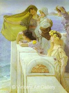 At Aphrodite's Cradle by Lawrence  Alma-Tadema