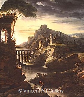 Evening, Landscape with an Aquaduct by Theodore  Gericault