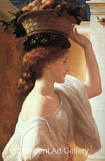 A Girl with a Basket of Fruit by Frederick  Leighton