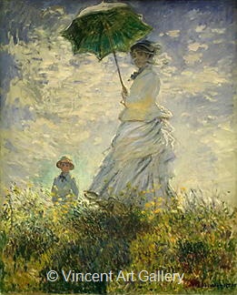 Woman with a Parasol - Madame Monet and her Son by Claude  Monet