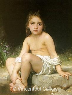 Child at Bath by W.A.  Bouguereau