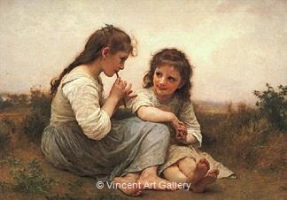 Two Girls, Childhood Idyll by W.A.  Bouguereau