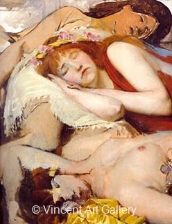 Exhausted Meanides after the Dance (unfinished) by Lawrence  Alma-Tadema