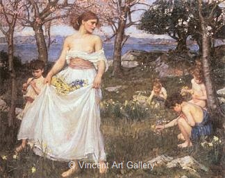A Song of Springtime by J.W.  Waterhouse