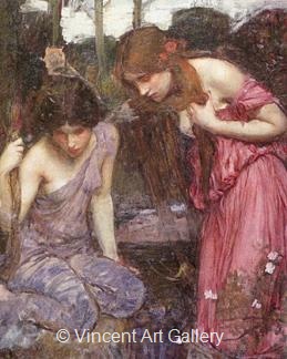 Nymphs finding the Head of Orpheus (study) by J.W.  Waterhouse