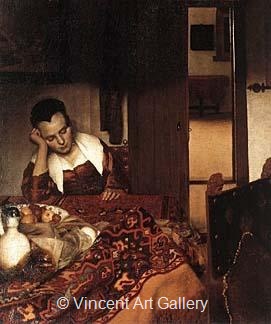 A Woman Asleep atTable by Johannes  Vermeer