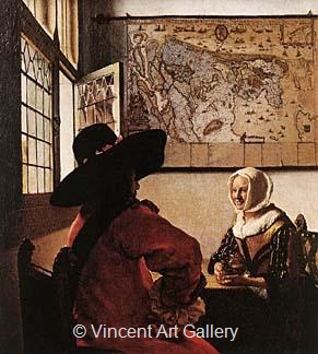 Officer with a Laughing Girl by Johannes  Vermeer