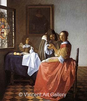 A Lady and Two Gentlemen by Johannes  Vermeer