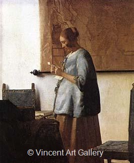 Woman in Blue Reading a Letter by Johannes  Vermeer