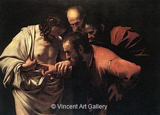 The Incredulity of St. Thomas by Michelangelo M. de Caravaggio