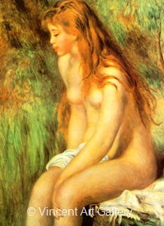 Bathing Woman, sitting by Pierre-Auguste  Renoir