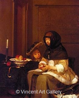 Woman Peeling Apples by Gerard ter Borch