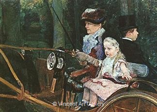 Woman and Child driving by Mary  Cassatt