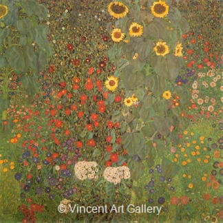 Farmgarden with Sunflowers by Gustav  Klimt