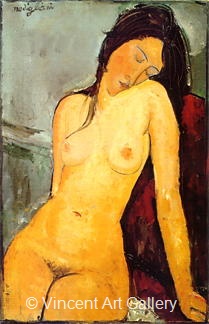 Sitting Female Nude by Amedeo  Modigliani